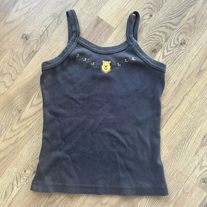 Black Screen Printed Disney Winnie The Pooh Spaghetti Strap Tank Top Girls 8/10 - Picture 1 of 5