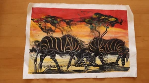 Afrikanische Wandbilder Malerei auf Leinen (ÖL) Zebra handgefertigt Tansania - Bild 1 von 3