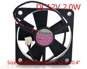 SUNON Cooling Fan KD1206PFB1-B 12V 2.0W 6010 6CM 60 x60x10mm 2.4"x2.4"x0.4" - Picture 1 of 3