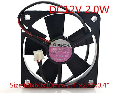 SUNON Cooling Fan KD1206PFB1-B 12V 2.0W 6010 6CM 60 x60x10mm 2.4"x2.4"x0.4" - Image 1 of 3