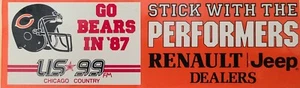 1987 Chicago Bears Country Music 99 FM Jeep Renault FENSTER STOßSTANGE AUFKLEBER 9" - Bild 1 von 1