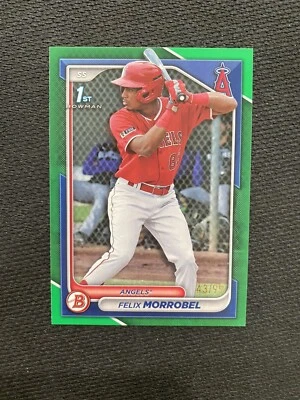 2024 Bowman Baseball - Felix Morrobel 1st Bowman Green Paper /99 Angels - Image 1 of 2