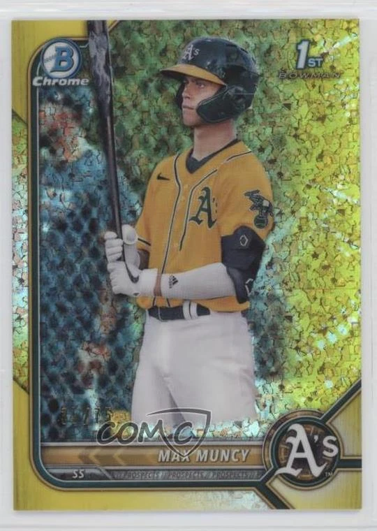 2022 Bowman Chrome Prospects Yellow Mini-Diamond Refractor /75 Max Muncy #BCP-89