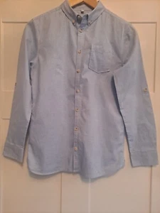 boys age 11/12 blue oxford style shirt 100% cotton M+S - Picture 1 of 5