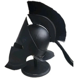 Spartan Warrior Helmet Armor Achilles Troy Metal Black With Display Stand Gift - Picture 1 of 6
