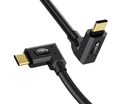 USB 5 Cable USB-C to USB-C 80Gbps 240W Angled 16K/8K Thunderbolt - Image 1 of 4