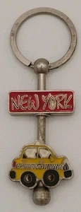New York Enameled Taxi, Rotating Sign Souvenir Keychain, Keyring  - Picture 1 of 3