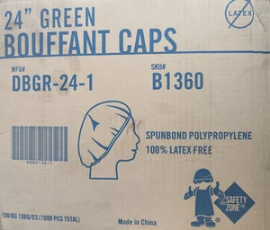1000 Stück Sicherheitszone DBGR-24-1 24" grün Bouffant Caps 100/10 Koffer (1000) - Bild 1 von 2