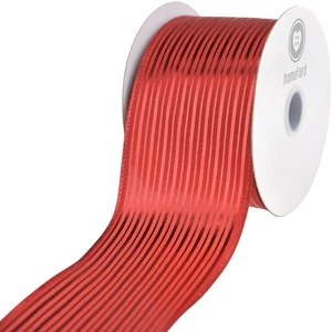 Christmas Vertical Grain Stripes Wired Ribbon, 10-yard - Picture 1 of 17