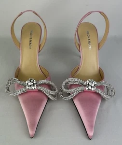 Mach & Mach RARE Doubl Bow Crystal-Embellished Satin Slingback Retail $1300 READ - Bild 1 von 21