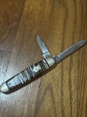 Винтажный Winchester США два лезвия карманный нож скольжения соединения латуни валики в полоску  - Изображение 1 из 4