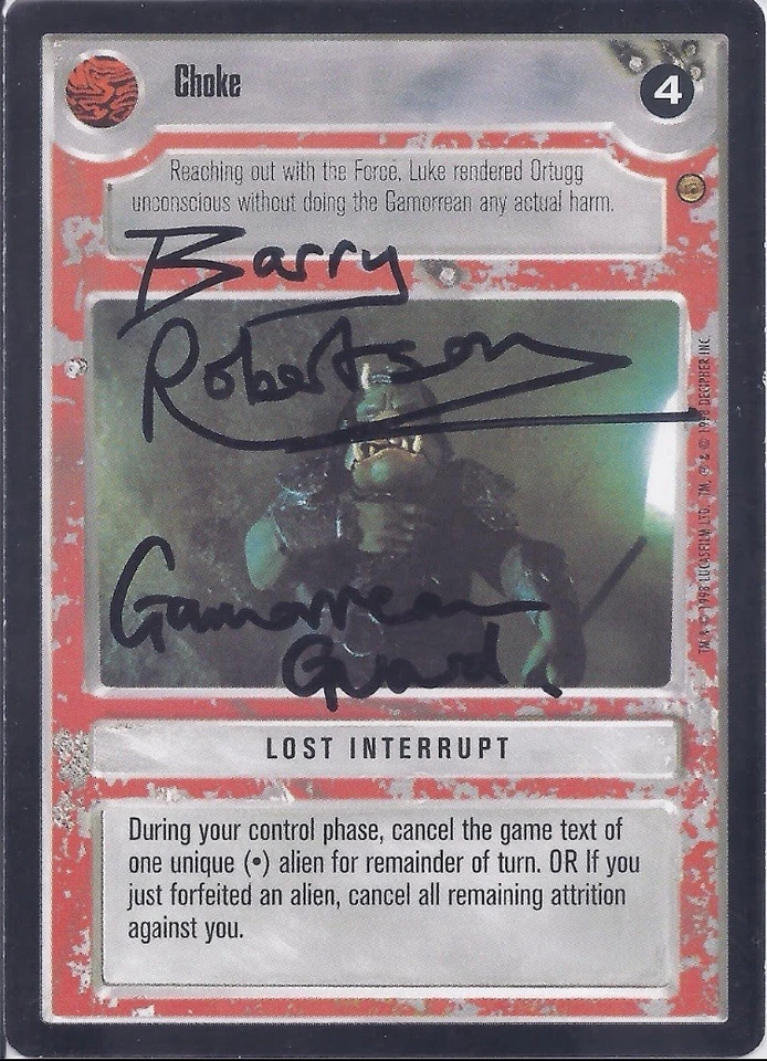 Star Wars CCG - Barry Robertson † (Gamorrean Guard) -  signed card - autograph - Bild 1 von 1