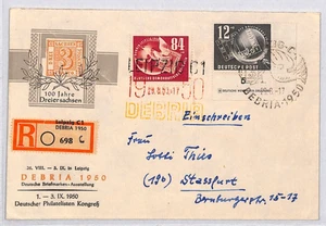 GERMANY DDR Regd Cover 1950 *DEBRIA* 84pf Dove MULTI-COLOUR Cancel BIRDS YG326 - Picture 1 of 12