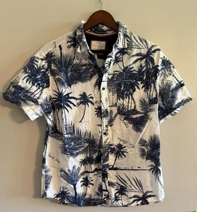 DENIM FLOWER RICKY SINGH Herren Palme Button Down Kurzarm Oberteil - Bild 1 von 8