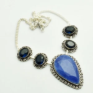 Simulated Sapphire Tanzanite Gemstone Handmade Necklace Jewelry 12 Gms AN 9264 - Picture 1 of 1