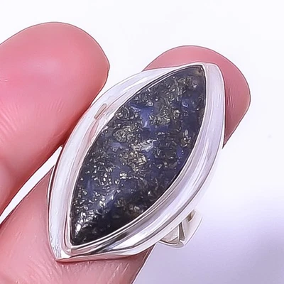 Marcasita - Anillo solitario de plata de ley 925 mina Callahan s.9 T39 A398 Foto 1 de 4