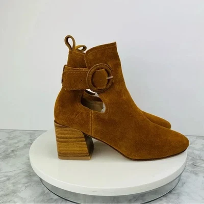 Botines Via Spiga Western de gamuza al tobillo con hebilla Darcie 6,5 ámbar coñac Foto 1 de 4