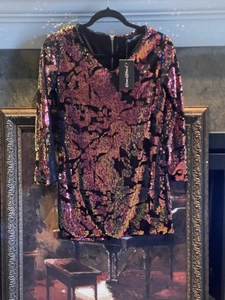 Dream It Wear It Pailletten Minikleid Mehrfarbig Langarm Größe US L Ret. 149 $ - Bild 1 von 12