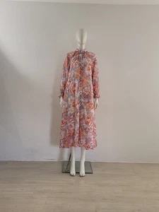 KIVARI Purple Floral Dress UK 8 EU 36 Midi Maxi Frill Ruffle Boho Cotton Midaxi - Picture 1 of 16