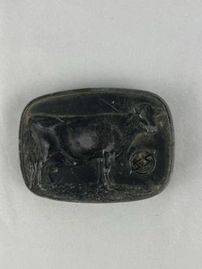 VTG 1976 Pewter Angus Cow Steer Western Belt Buckle EUC - Picture 1 of 8