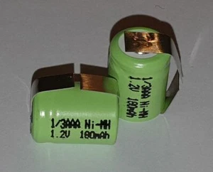 Batería Especial NiMH 1/3AAA 1,2V 180mAh Ø10,4mm Altura 14,1mm con Conexiones U - Imagen 1 de 1