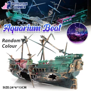 Sunken Destroyer Shipwreck Aquarium Decor Fish Tank Cave Ornament Boat Design - Picture 1 of 12