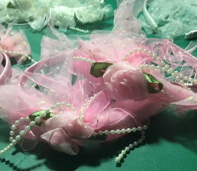 Pretty Lace Headband Hair Accessories Wedding Party Pink or White 5 pcs - Image 1 of 4