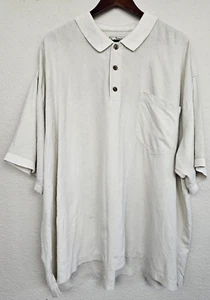 Polo uomo Tommy Bahama XXL beige manica corta 100% seta con taschino! - Foto 1 di 6