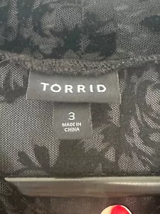 Torrid Top 3X Plus Samt Burnout Mesh schwarz Blumen transparent Stretch Whimsygoth - Bild 1 von 6