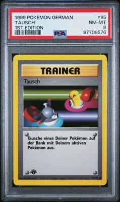 PSA 8 TAUSCH 95 1ST EDITION GERMAN BASE SET 1999 POKEMON VINATGE - Image 1 of 2