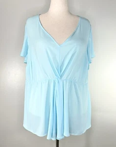 Torrid Top Women’s 3X Blue Babydoll Cottagecore Flutter Boho Georgette Blouse - Picture 1 of 10