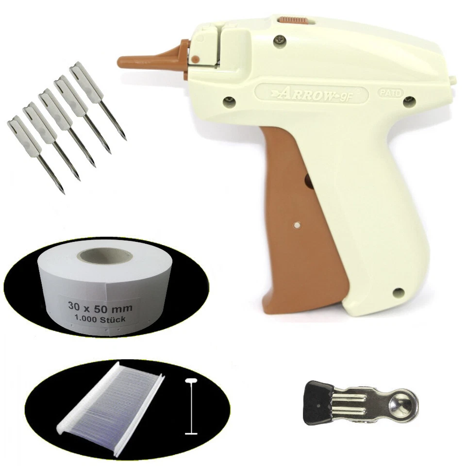 GEBAR - HELMUT KUSZEWSKI E-Set562= Etikettier Pistole ARROW 9F + 5 Nadeln + 1.000 Fäden & Etiketten 30x50