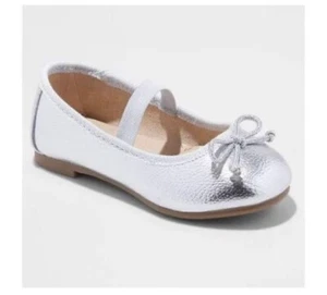 Cat & Jack Silver Becca Mary Jane Ballet Flat 8 - Picture 1 of 3