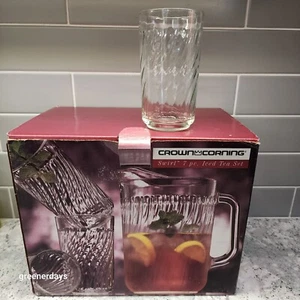 NOS 7 pc Crown Corning ICED TEA SET Glasses Pitcher Swirl - Picture 1 of 1