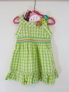 NEW WITH TAGS YOUNGLAND GREEN WHITE CHECKED FLOWERS SIZE 2T - Picture 1 of 5