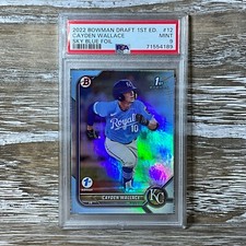 2022 BOWMAN DRAFT 1ST EDITION CAYDEN WALLACE SKY BLUE FOIL COLOR MATCH PSA 9
