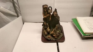 Vintage Indianer Sammlerstück Statue von Cheif und Familie in Flammen von tp. - Bild 1 von 16