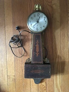 Vintage 1950s Sessions Banjo Wall Clock Model M w/ Gold Plated Eagle Finial 23"H - Picture 1 of 9