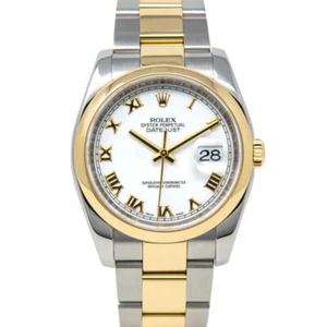 Rolex Datejust 36 116203, Steel & Gold, White Roman Dial, Oyster Bracelet, Wa... - Picture 1 of 8