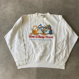 Mickey Sweatshirt Mens Large Made In USA Walt Disney World Graphic Jumper, White - Picture 1 of 10