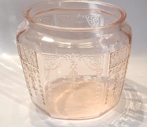 HOCKING GLASS PRINCESS Pink Uranium DEPRESSION GLASS Cookie/Biscuit JAR no lid - Picture 1 of 6