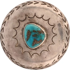 Boucle de ceinture vintage antique en argent sterling turquoise amérindien Navajo années 50 - Photo 1 sur 9