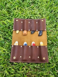 8 Knife pocket knife Carry Case Leather Collectors Case  - Picture 1 of 13