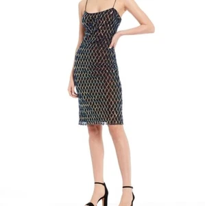 NWT Badgley Mischka Geometric allover Sequin dress evening sz 0 - Picture 1 of 12