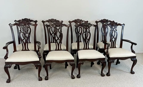 Eight Chippendale Style Mahogany Dining Room Chairs By Century Furniture Company Cover