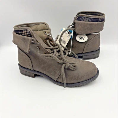 Botines Route 66 Alyssa para mujer 5W gris imitación cuero ancho bajo Foto 1 de 4