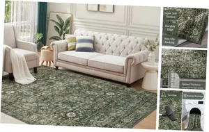  Vintage Large Rugs for Living Room, Washable 8x10 Area Rugs Non Slip,Soft  - Picture 1 of 7