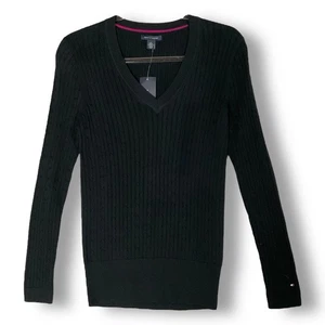 Tommy Bahama Womens Cable Knit Sweater Sz M Slim Fit Navy Blue NWT Preppy - Picture 1 of 12