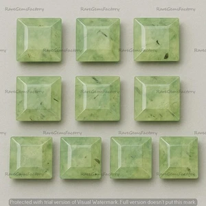 Piedra preciosa natural de corte cuadrado de prehnita para joyería hecha a mano elegante verde suave - Imagen 1 de 10