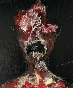 “Headache” original horror art watercolour, gouache & acrylic paint - Picture 1 of 2